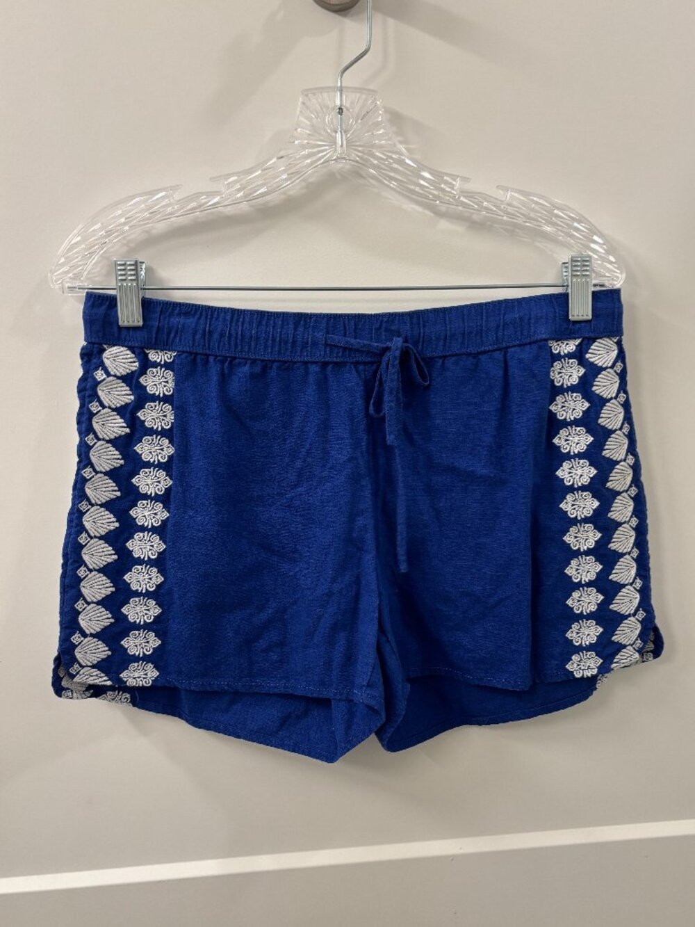 Vineyard Vines Blue Linen Blend Drawstring Shorts Embroidered Size Small